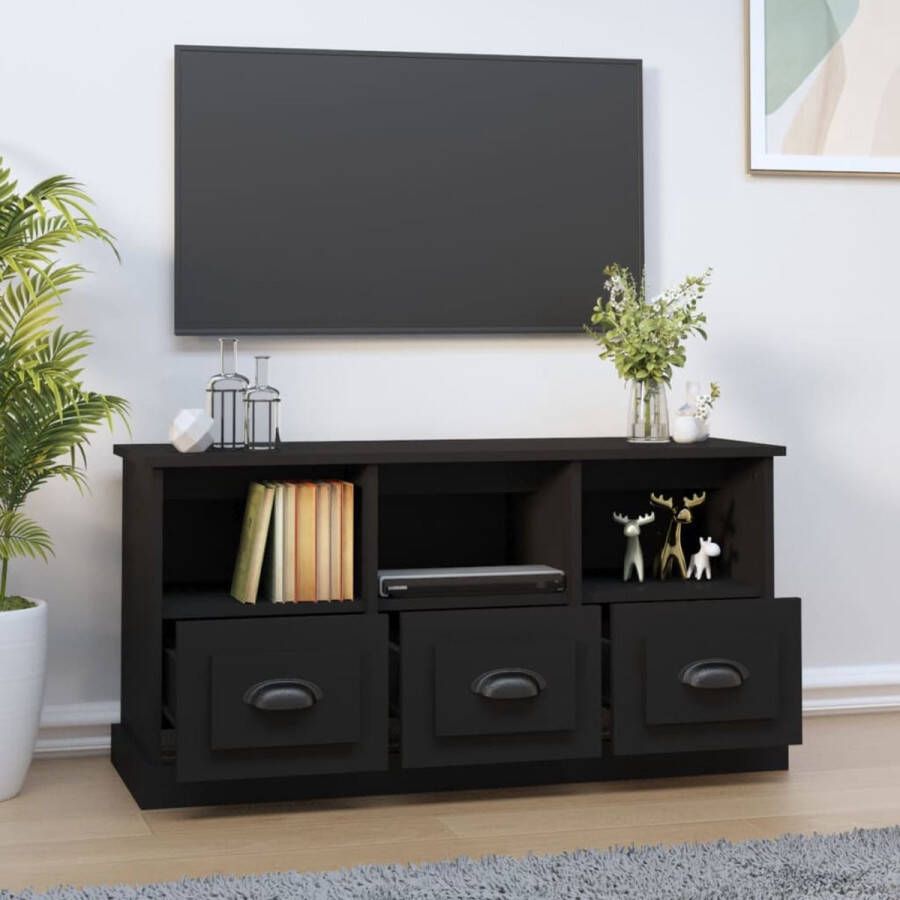Furniture Limited Tv-meubel 100x35x50 cm bewerkt hout zwart