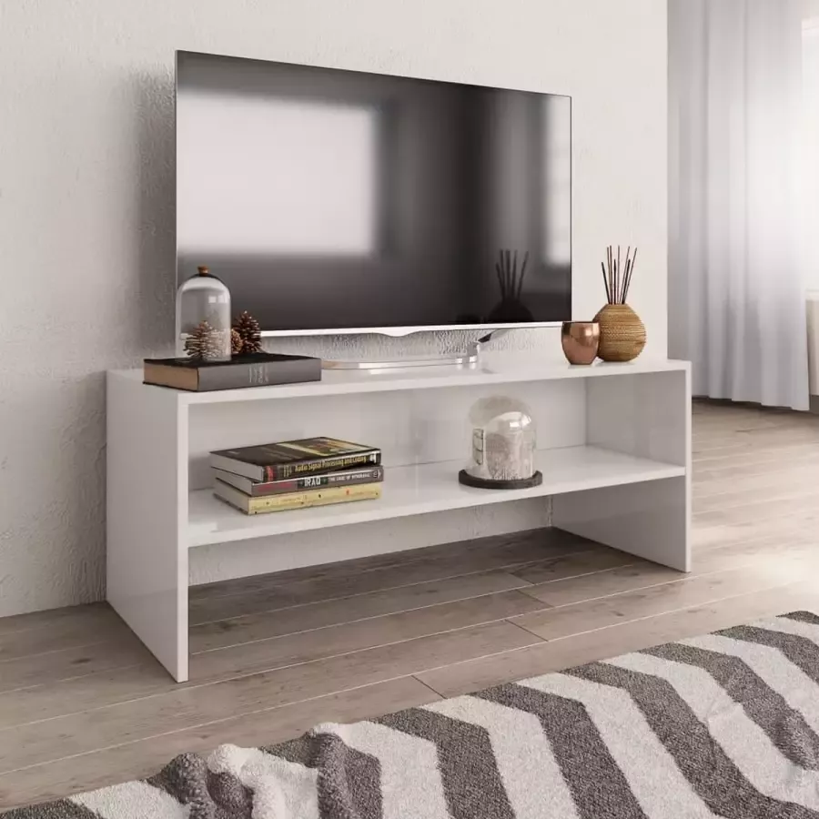 Furniture Limited Tv-meubel 100x40x40 cm bewerkt hout hoogglans wit
