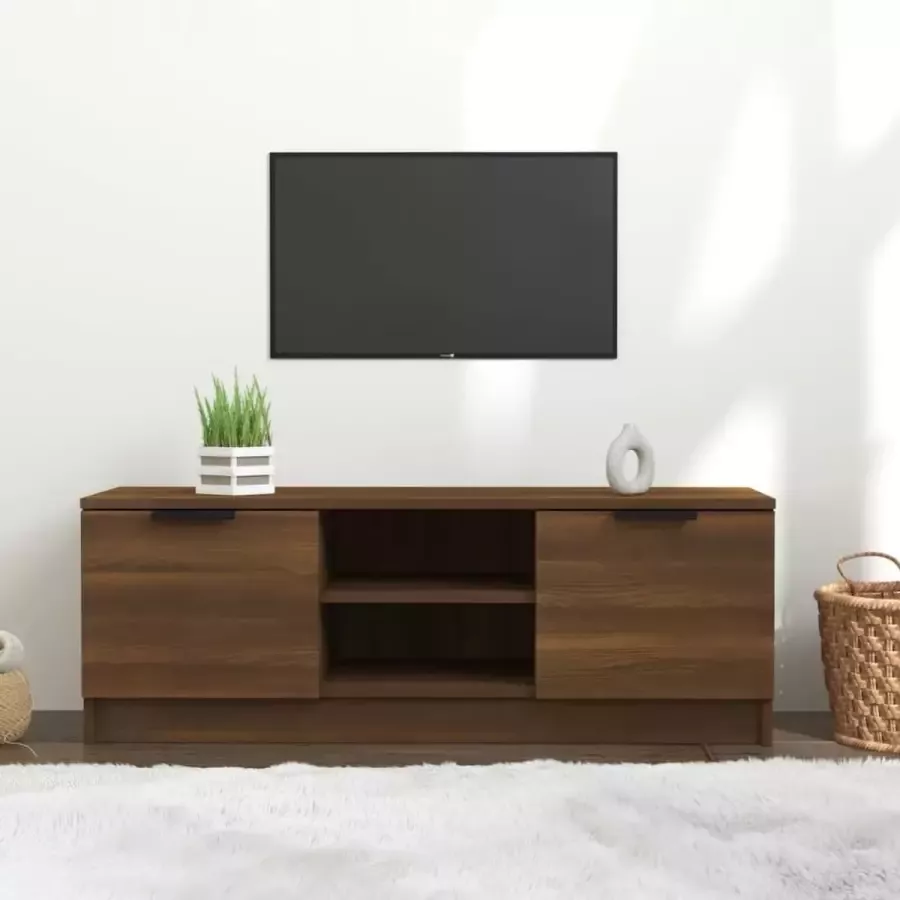 Furniture Limited Tv-meubel 102x35x36 5 cm bewerkt hout bruineikenkleurig