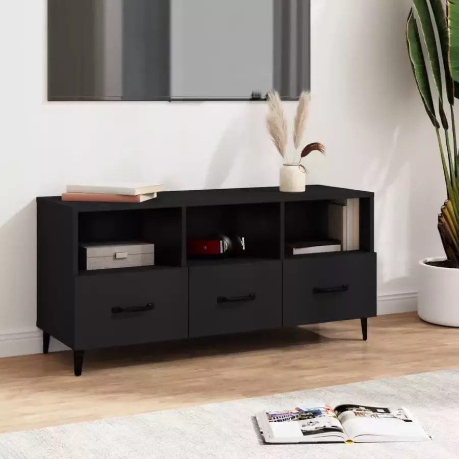 Furniture Limited Tv-meubel 102x35x50 cm bewerkt hout zwart