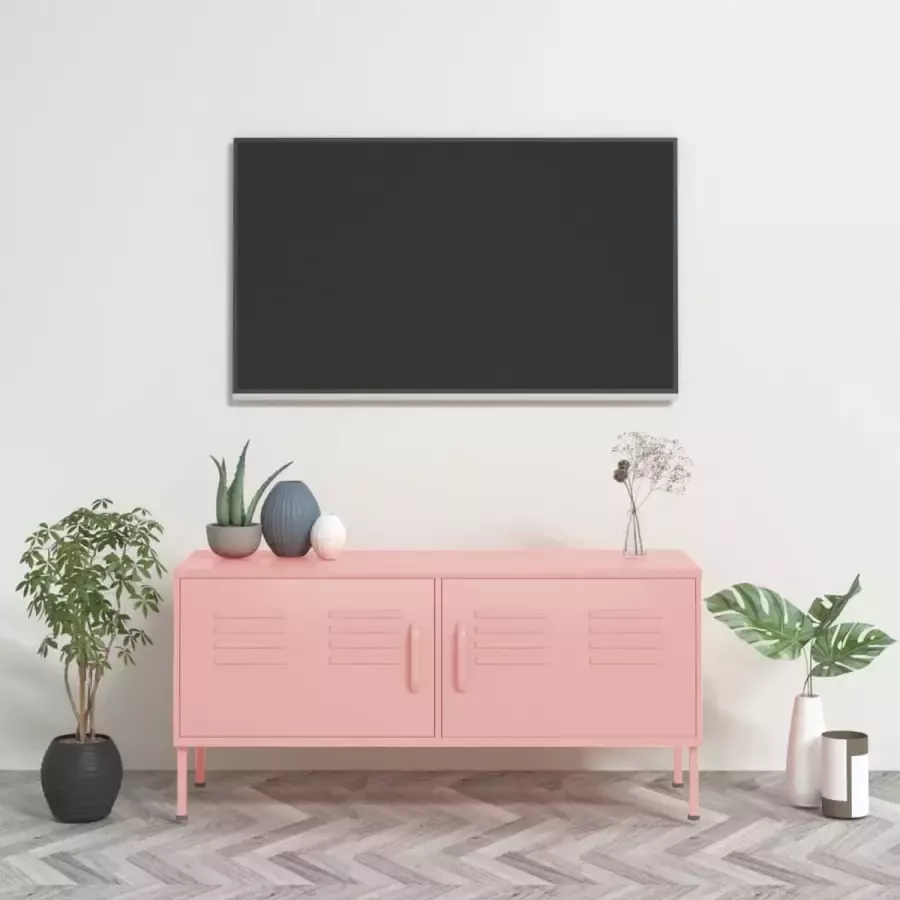 Furniture Limited Tv-meubel 105x35x50 cm staal roze