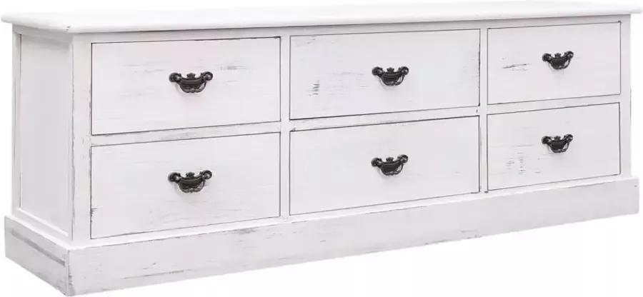 Furniture Limited Tv-meubel 108x30x40 cm massief paulowniahout antiekwit