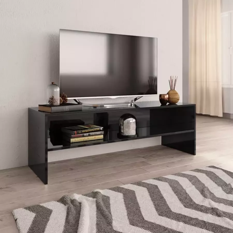 Furniture Limited Tv-meubel 120x40x40 cm bewerkt hout hoogglans zwart