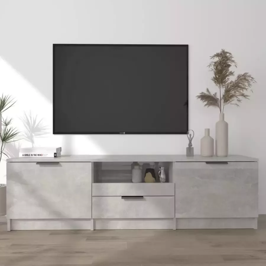 Furniture Limited Tv-meubel 140x35x40 cm bewerkt hout betongrijs