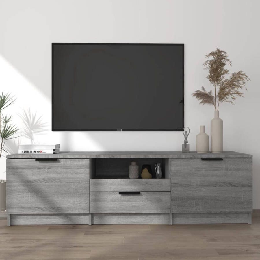 Furniture Limited Tv-meubel 140x35x40 cm bewerkt hout grijs sonoma eikenkleurig