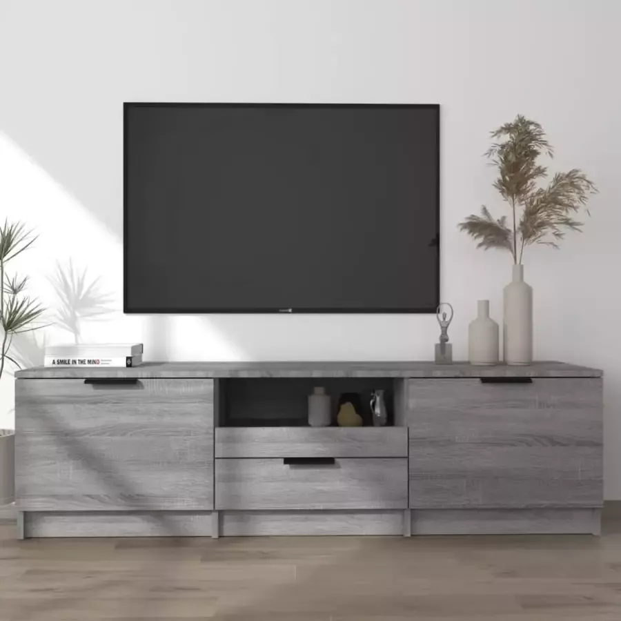 Furniture Limited Tv-meubel 140x35x40 cm bewerkt hout grijs sonoma eikenkleurig