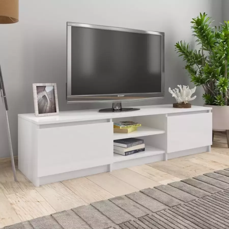 Prolenta Premium INFIORI Tv-meubel 140x40x35 5 cm bewerkt hout hoogglans wit - Foto 2