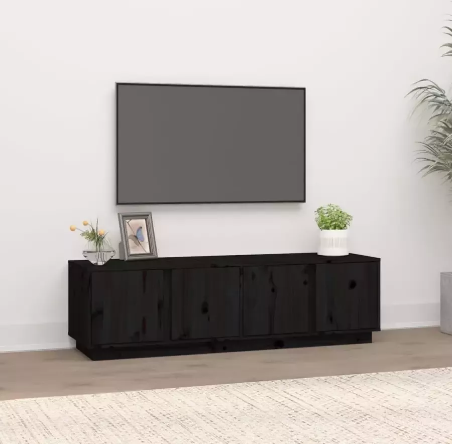 Furniture Limited Tv-meubel 140x40x40 cm massief grenenhout zwart