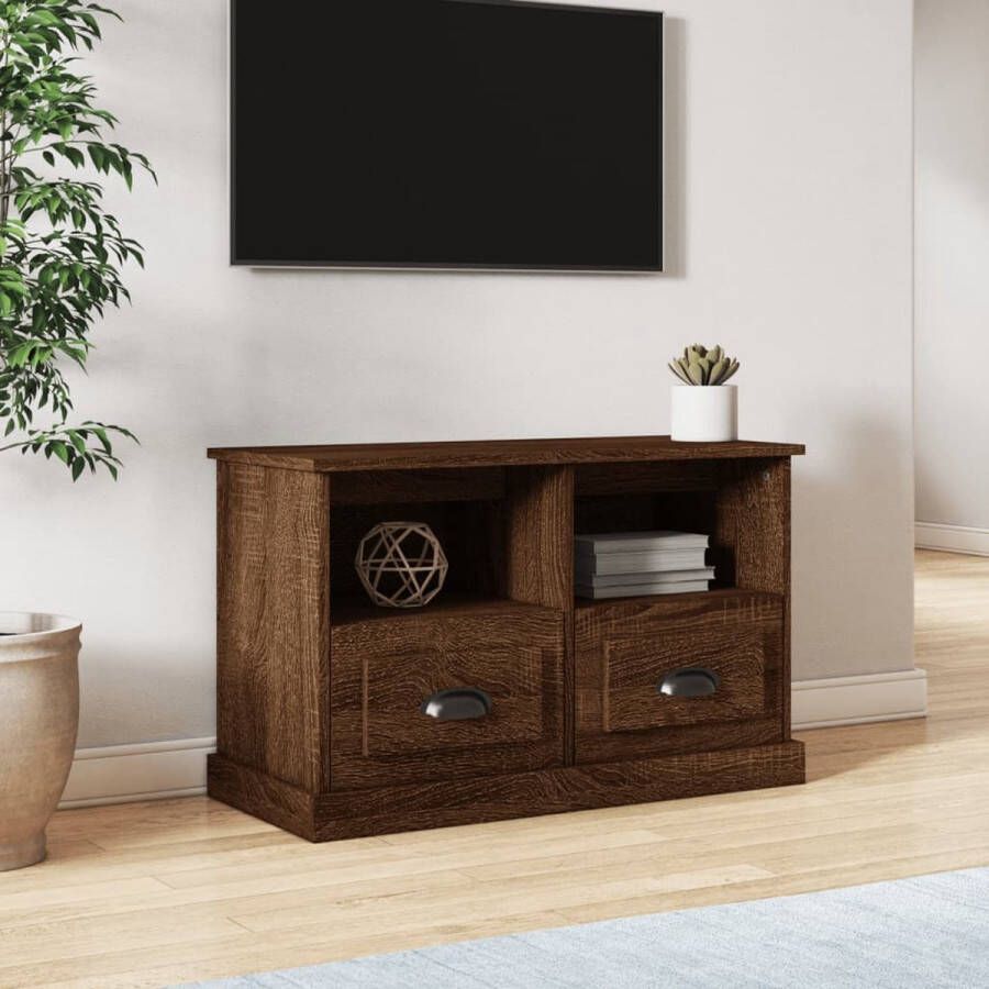 Furniture Limited Tv-meubel 80x35x50 cm bewerkt hout bruineikenkleurig