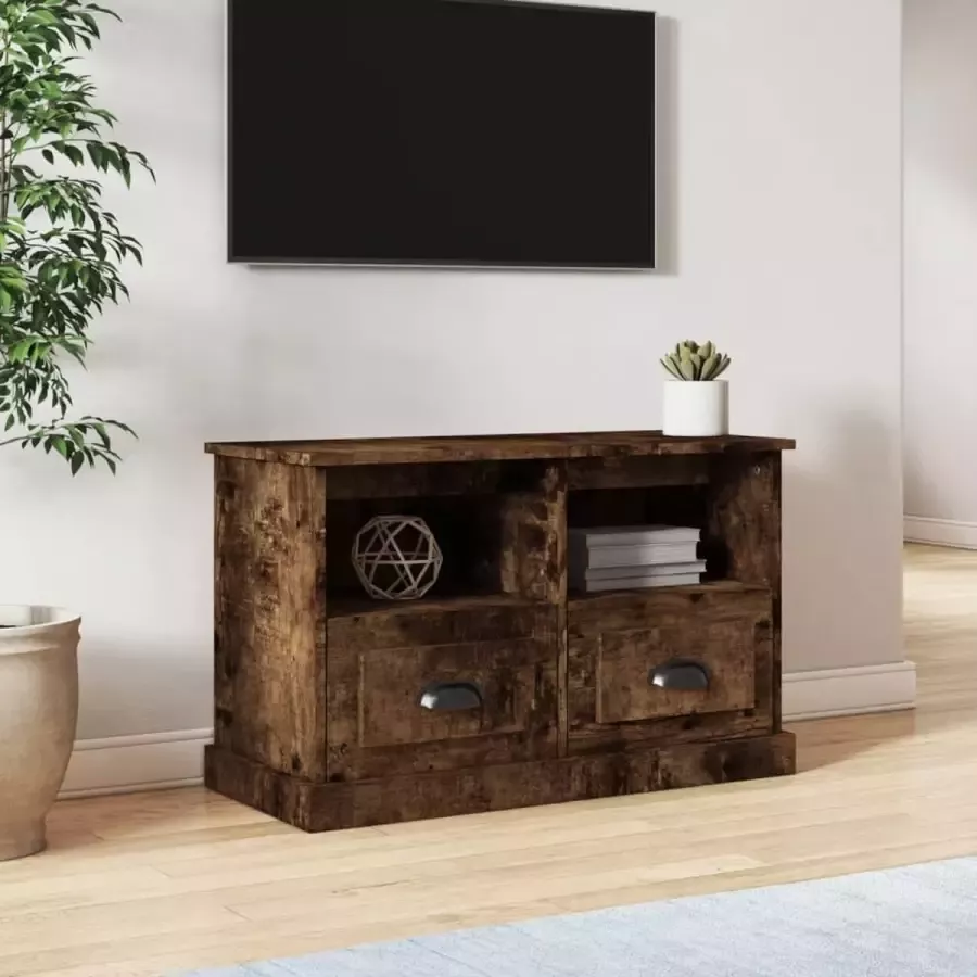 Furniture Limited Tv-meubel 80x35x50 cm bewerkt hout gerookt eikenkleurig