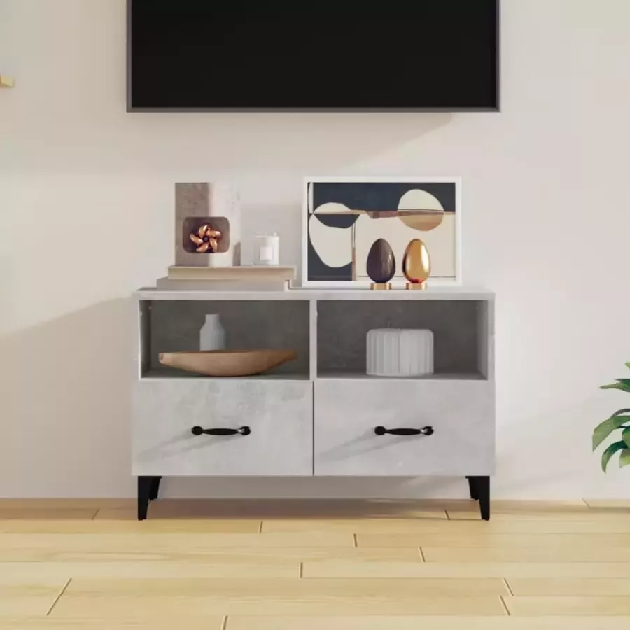 Furniture Limited Tv-meubel 80x36x50 cm bewerkt hout betongrijs