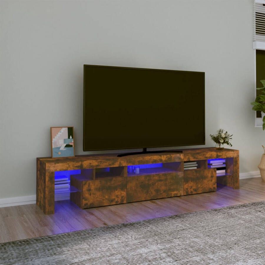 Furniture Limited Tv-meubel LED-verlichting 200x36 5x40 cm gerookt eikenkleurig