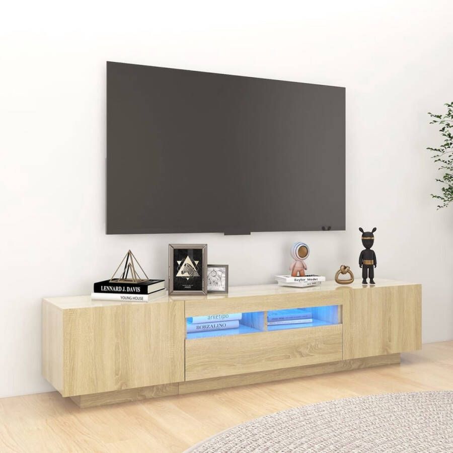 Furniture Limited Tv-meubel met LED-verlichting 180x35x40 cm sonoma eikenkleurig