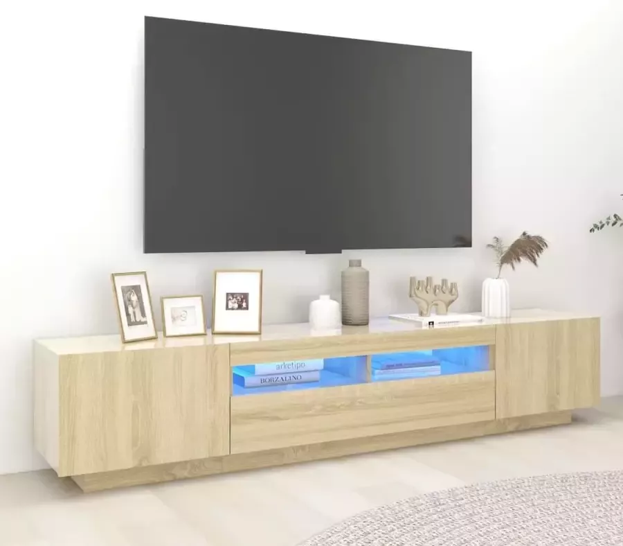 Furniture Limited Tv-meubel met LED-verlichting 200x35x40 cm sonoma eikenkleurig