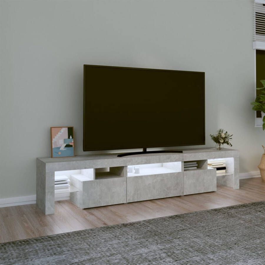 Furniture Limited Tv-meubel met LED-verlichting 200x36 5x40 cm betongrijs