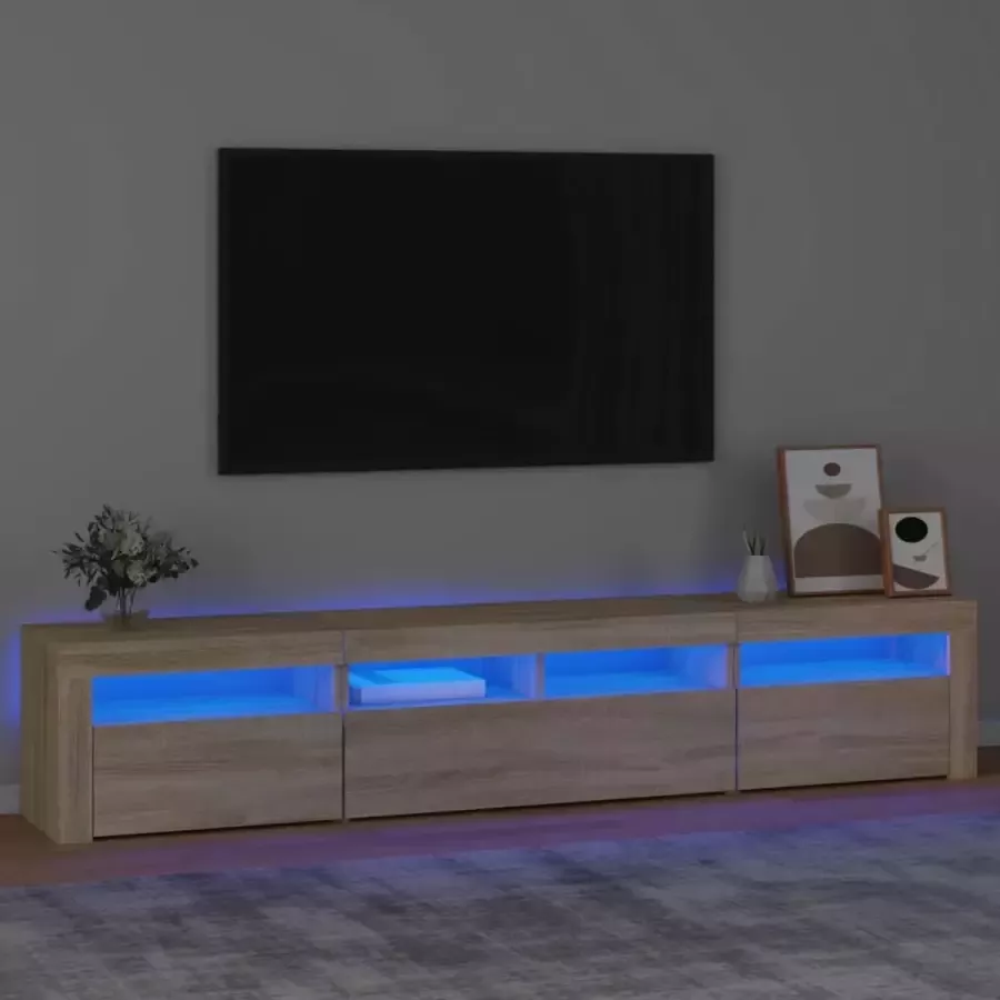 Furniture Limited Tv-meubel met LED-verlichting 210x35x40 cm sonoma eikenkleurig