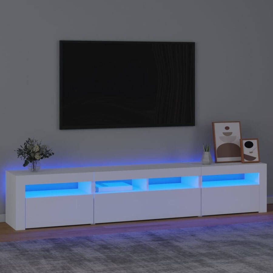 Furniture Limited Tv-meubel met LED-verlichting 210x35x40 cm wit