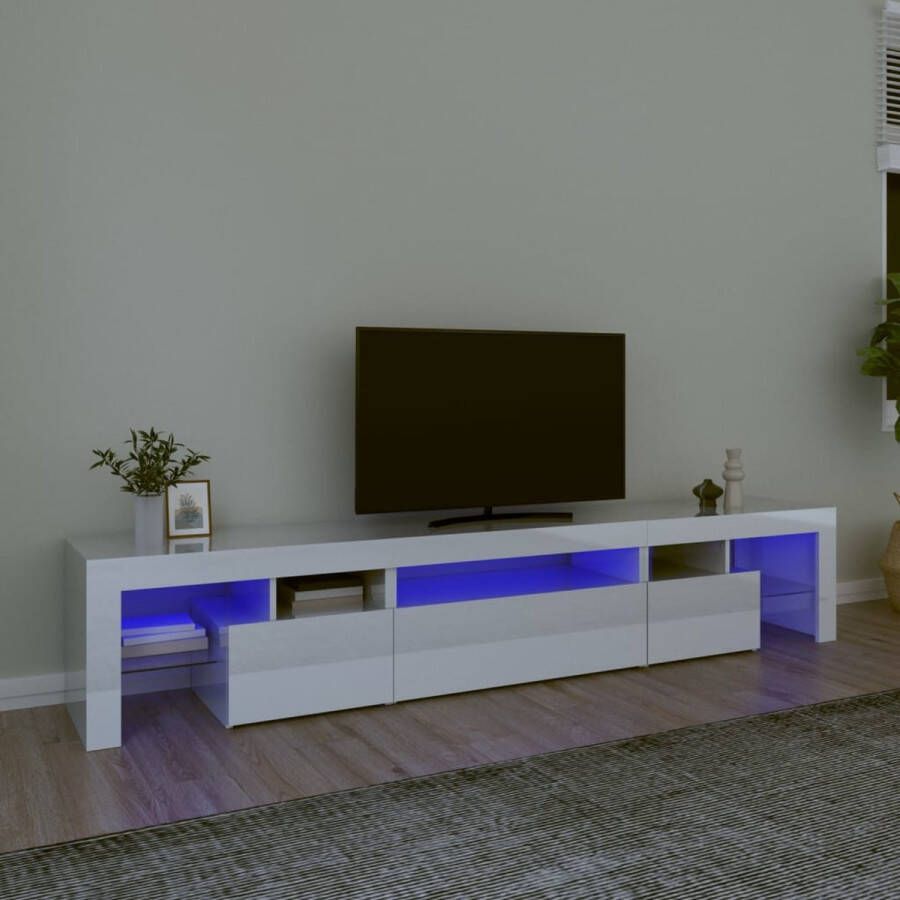 Furniture Limited Tv-meubel met LED-verlichting 215x36 5x40 cm hoogglans wit