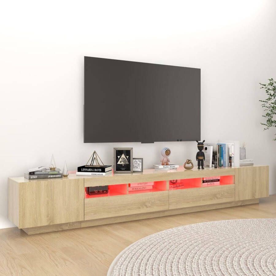 Furniture Limited Tv-meubel met LED-verlichting 260x35x40 cm sonoma eikenkleurig