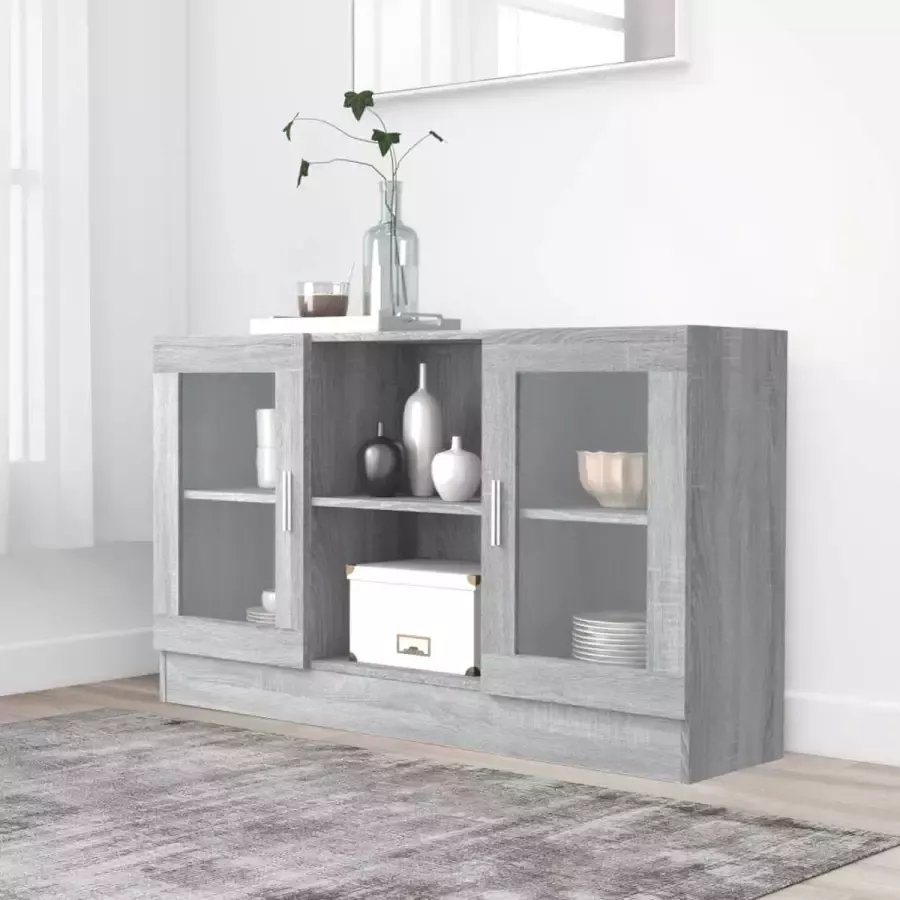 Furniture Limited Vitrinekast 120x30 5x70 cm bewerkt hout grijs sonoma eiken
