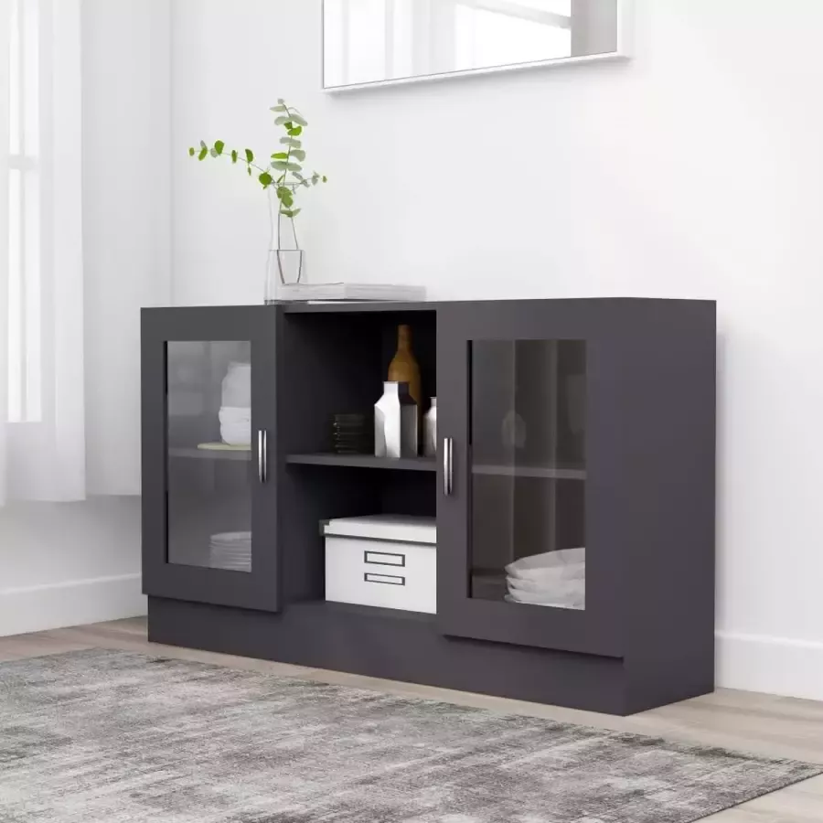 Furniture Limited Vitrinekast 120x30 5x70 cm spaanplaat grijs