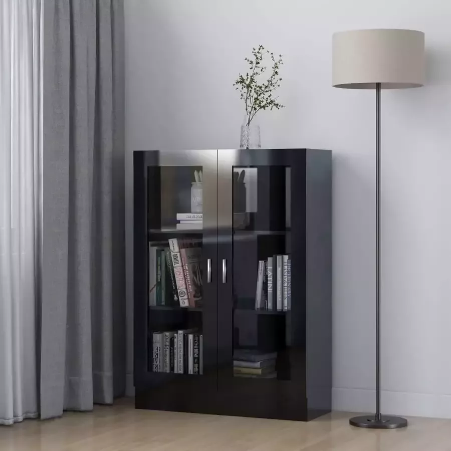Furniture Limited Vitrinekast 82 5x30 5x115 cm spaanplaat hoogglans zwart