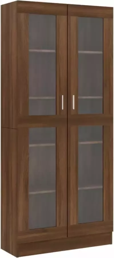 Furniture Limited Vitrinekast 82 5x30 5x185 5 cm bewerkt hout bruineikenkleurig
