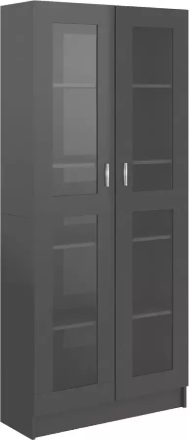 Furniture Limited Vitrinekast 82 5x30 5x185 5 cm spaanplaat hoogglans grijs