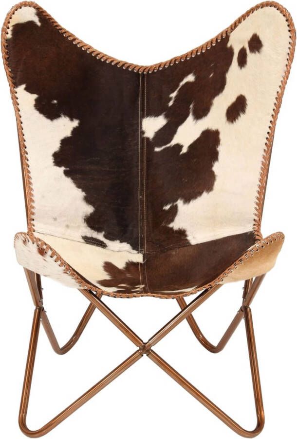 Prolenta Premium INFIORI Vlinderstoel echt geitenleer bruin en wit