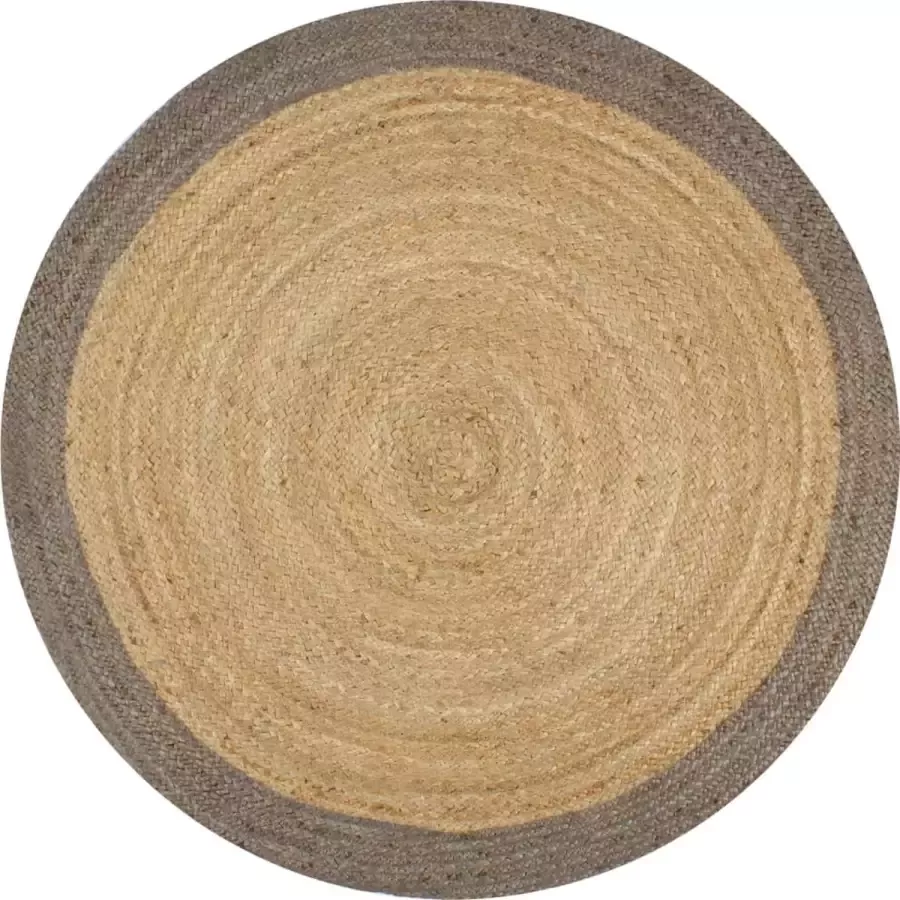 Furniture Limited Vloerkleed handgemaakt met grijze rand 120 cm jute