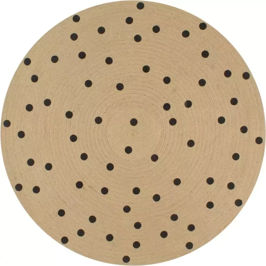 Furniture Limited Vloerkleed handgemaakt met print polkadot 120 cm jute