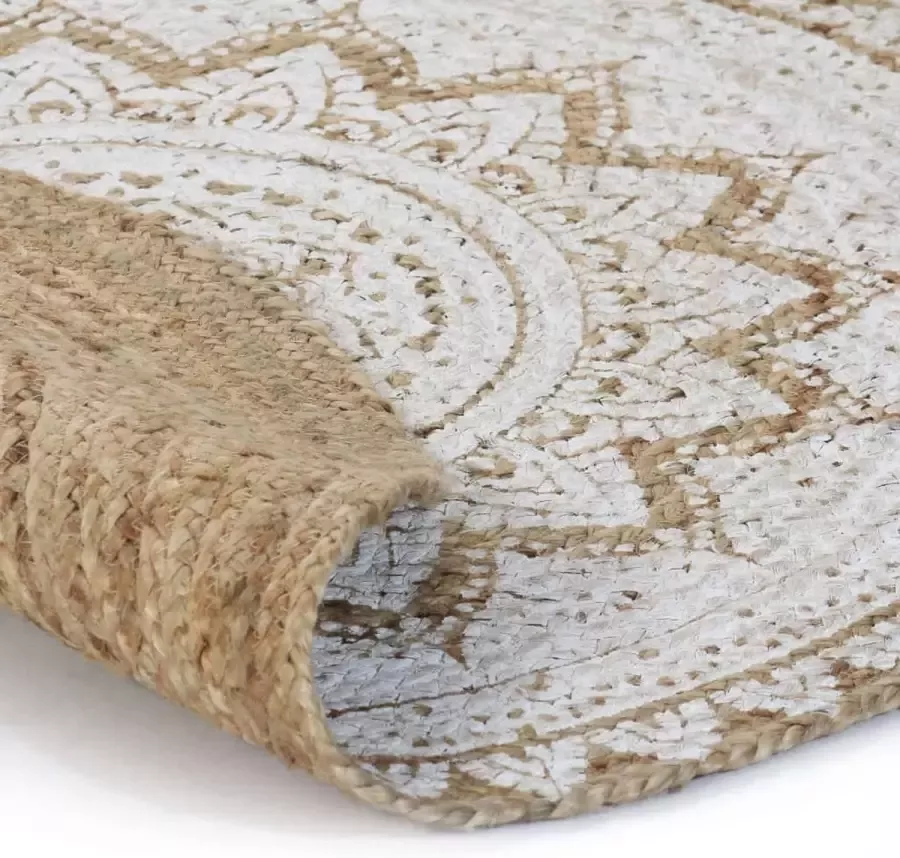 Furniture Limited Vloerkleed met print rond 240 cm gevlochten jute