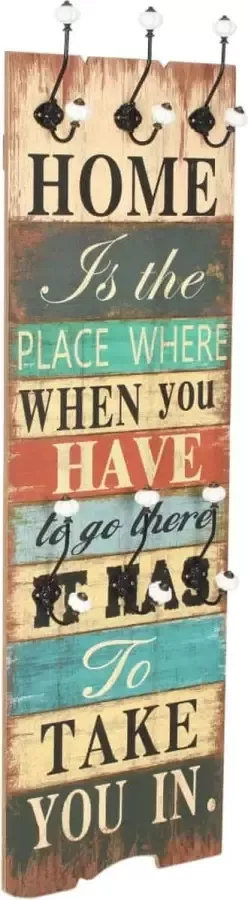 Furniture Limited Wandkapstok met 6 haken HOME IS 120x40 cm