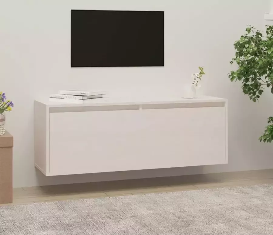 Furniture Limited Wandkast 100x30x35 cm massief grenenhout wit