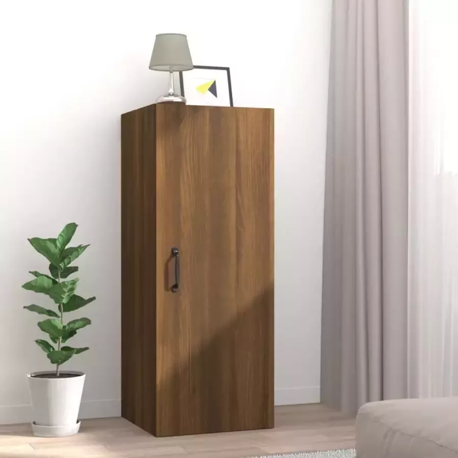 Furniture Limited Wandkast 34 5x34x90 cm bewerkt hout bruineikenkleurig
