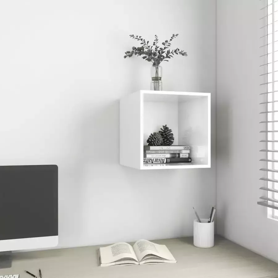 Furniture Limited Wandkast 37x37x37 cm spaanplaat hoogglans wit