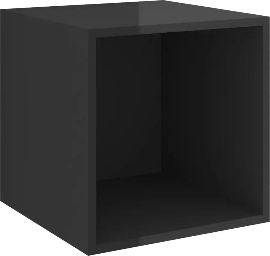 Furniture Limited Wandkast 37x37x37 cm spaanplaat hoogglans zwart