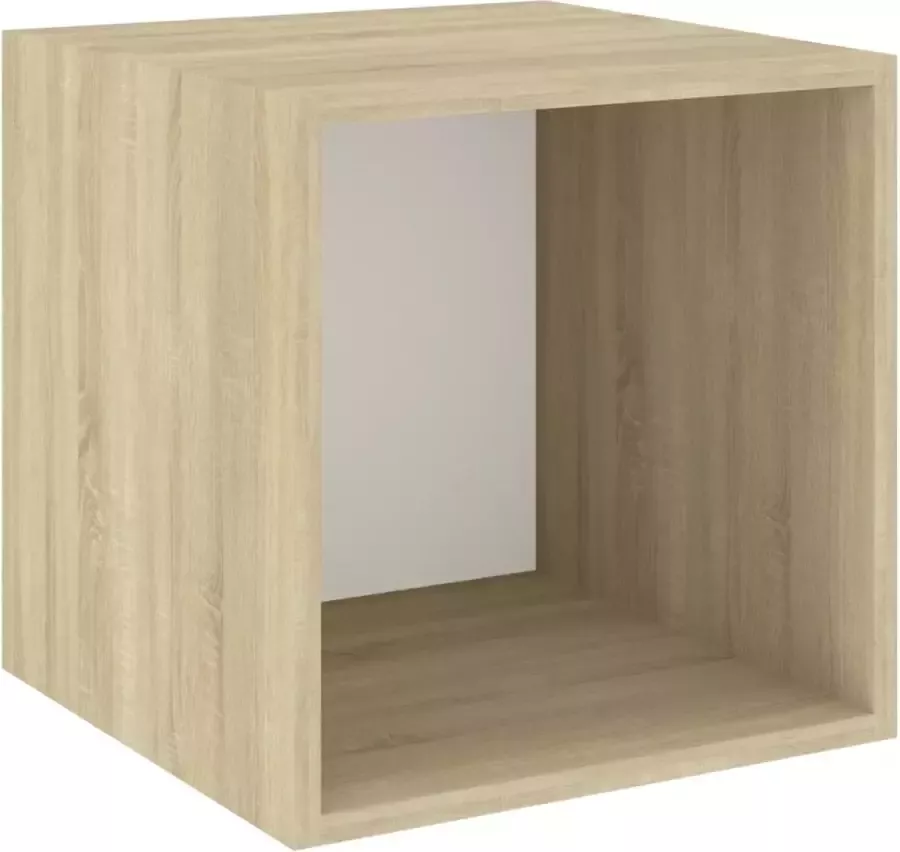 Furniture Limited Wandkast 37x37x37 cm spaanplaat wit en sonoma eikenkleurig