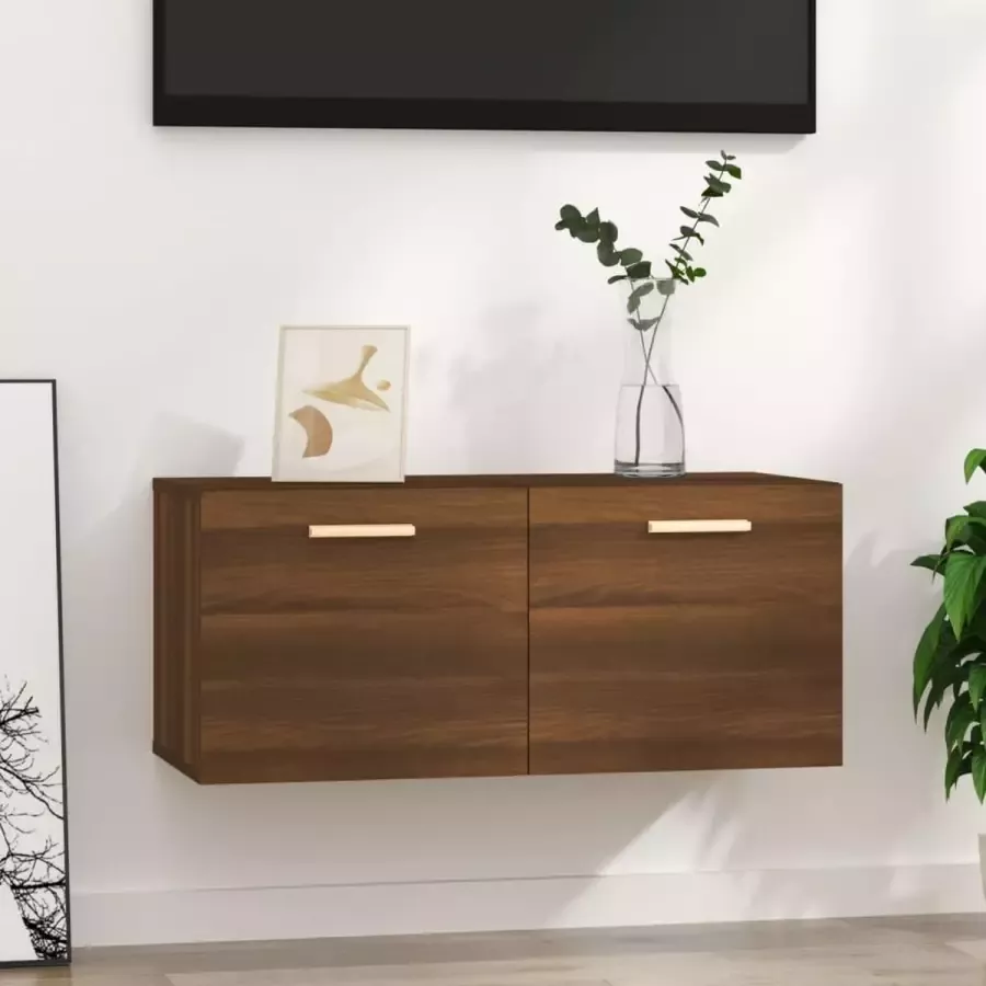 Furniture Limited Wandkast 80x35x36 5 cm bewerkt hout bruineikenkleurig