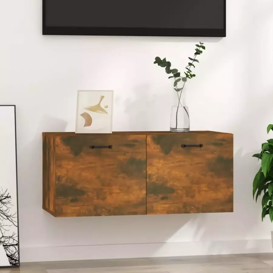 Furniture Limited Wandkast 80x35x36 5 cm bewerkt hout gerookt eikenkleurig