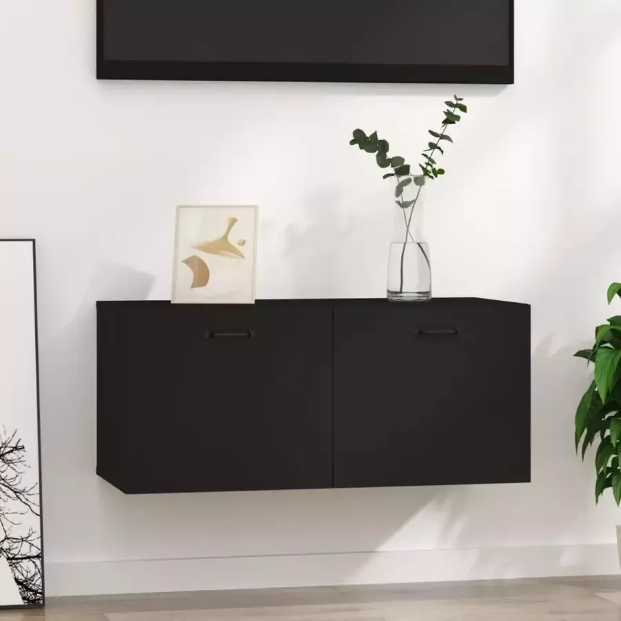 Furniture Limited Wandkast 80x35x36 5 cm bewerkt hout zwart