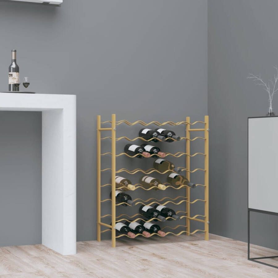 Furniture Limited Wijnrek voor 48 flessen metaal goudkleurig