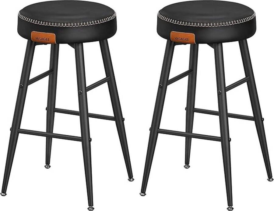 FurnStar barkrukken set van 2 Barstoel Kruk Industrieel Keukenstoel Zwart 49 5 x 49 5 x 63 cm