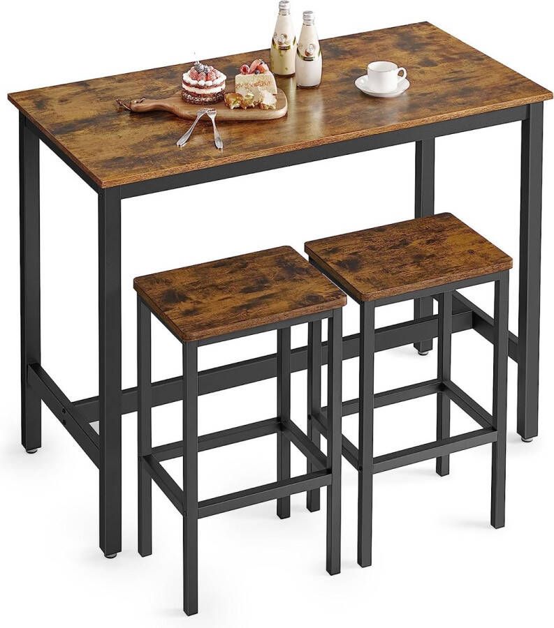 FurnStar eettafel set van 2 120x60x90cm 40x30x65cm Bruin