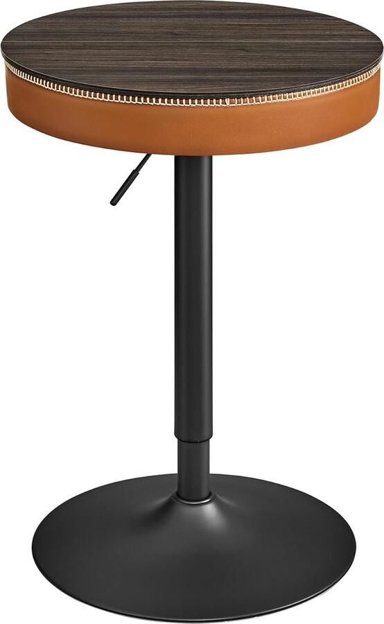 FurnStar Bartafel in hoogte verstelbaar kleine tafel met opbergruimte kunstleer naden mid-century-moderne stijl keuken huisbar woonkamer asbruin-karamelbruin