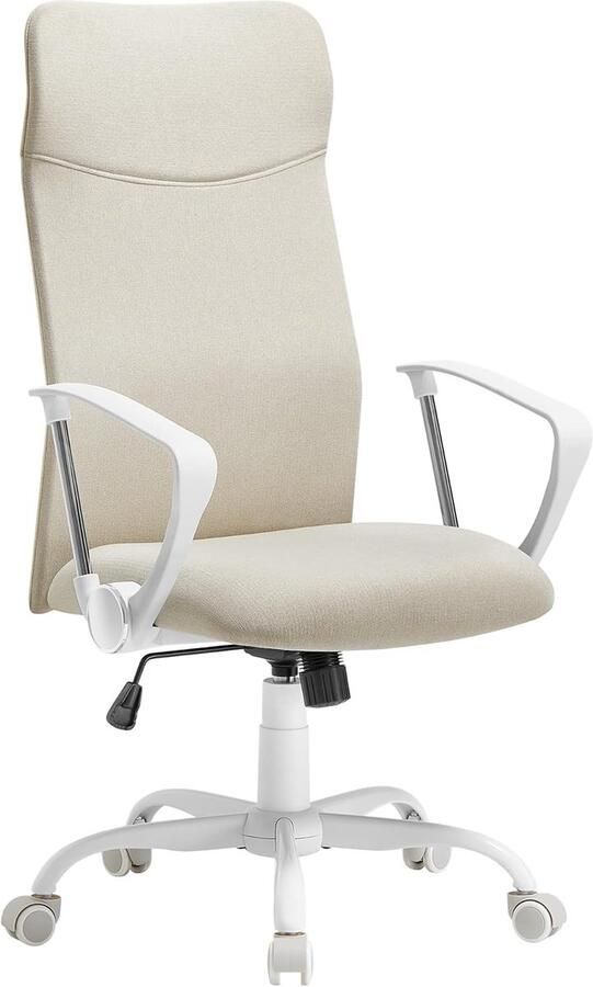 FurnStar Bureaustoel – Ergonomische Draaistoel met Gevoerde Zitting – In Hoogte Verstelbaar & Kantelbaar – Belastbaar tot 120 kg – Cappuccino-Beige