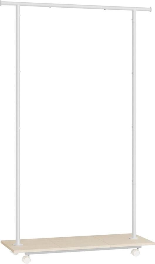 FurnStar Kapstok Staand Kapstokken Kledinghangers Kledingrek op Wieltjes Kledingrek Metaal ‎‎35 x 98 5 x 160 3 cm Kledingrek Wit