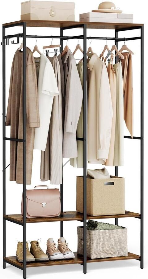 FurnStar Kledinghangers Kledingrek Metaal Schoenenrek- Kledingkasten Slaapkamer 40 x 94.5 x 180 cm Kledingrek vintage