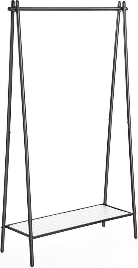 FurnStar Kledingrail Kledingrek met stalen frame met ophangrail en plank 33 5 x 92 5 x 153 cm voor slaapkamer kleedkamer wasruimte zwart