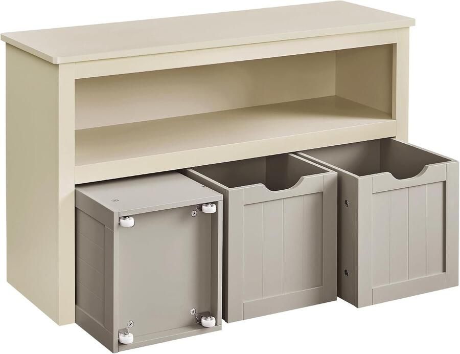 FurnStar Schoenenrek – Ruimtebesparend Stabiel En Verstelbaar – Met Wielen Ideaal Voor Woonkamer Hal & Slaapkamer Schoenenrek Hout – 30 x 102 x 60 cm – Zandbeige